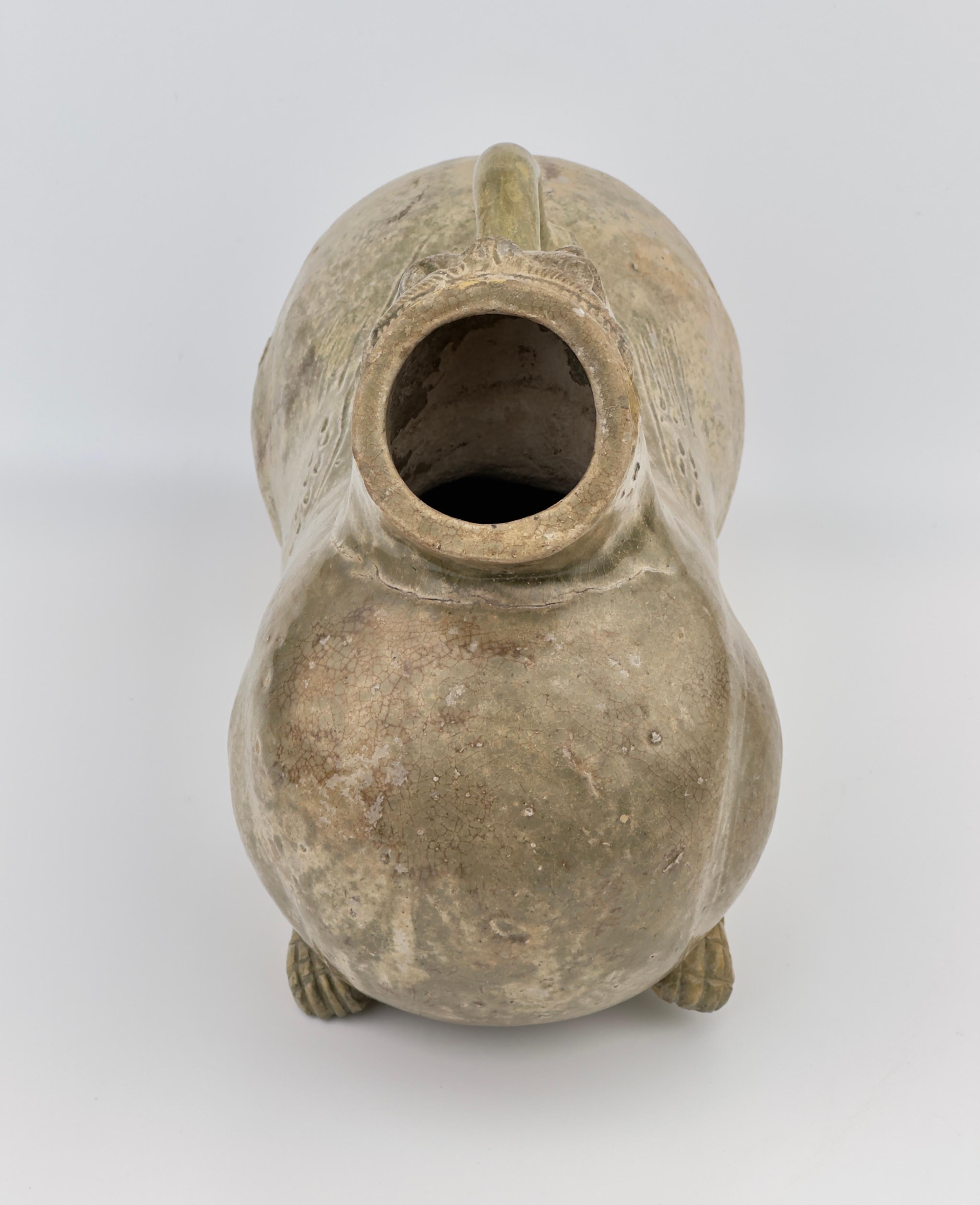 A Yue Celadon-Glazed Figural Vessel, Western Jin dynasty (265-420) For Sale 3