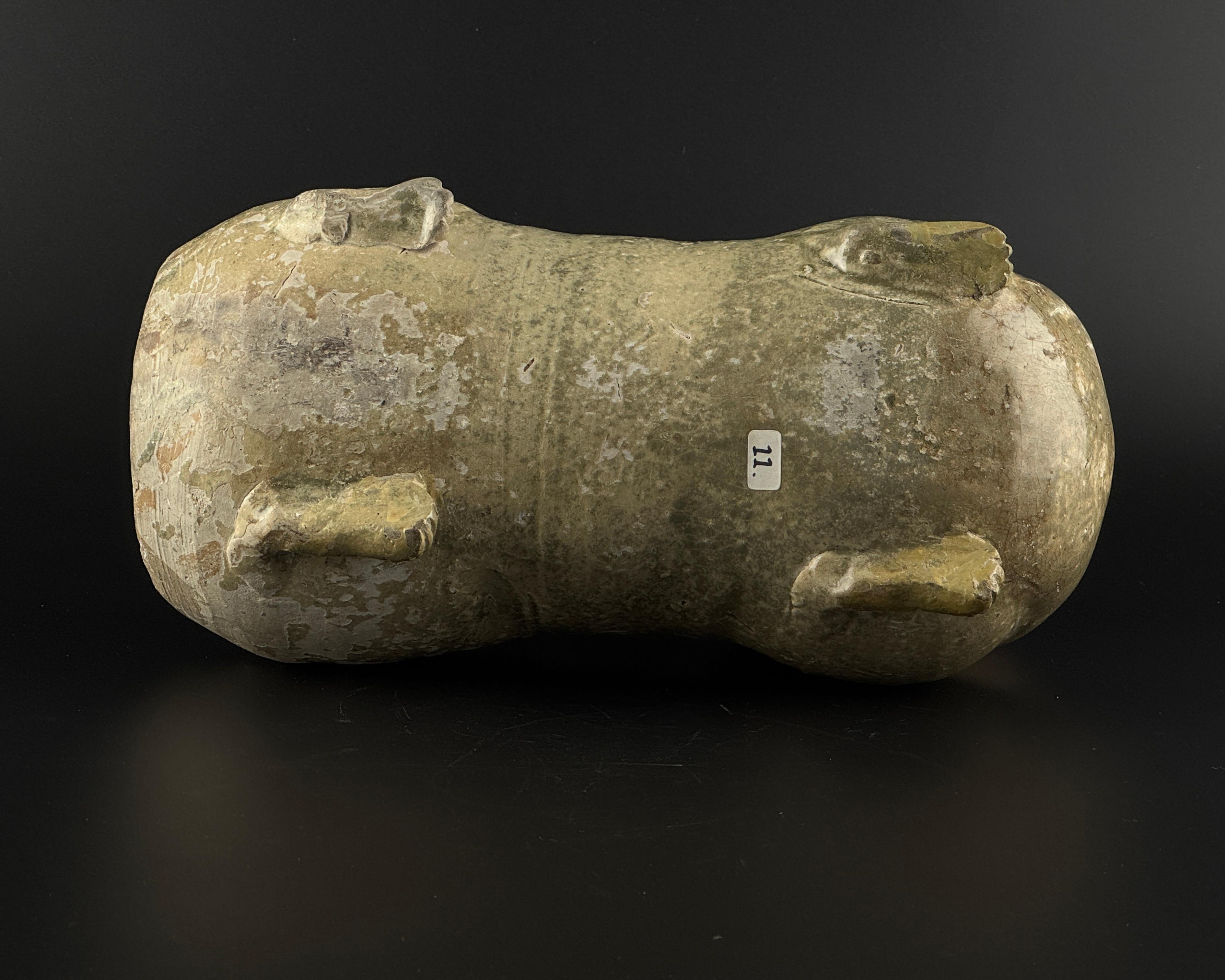 A Rare Yue Celadon-Glazed Figural Vessel, Western Jin dynasty (265-420) For Sale 1