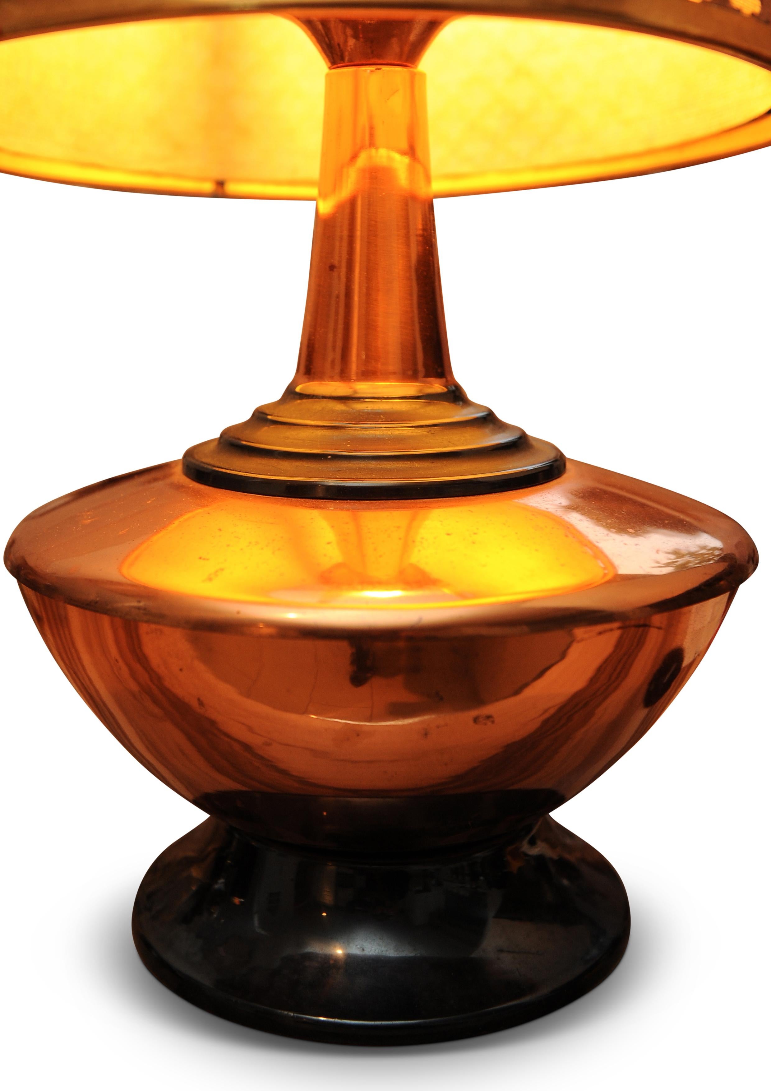 Ebonized A Mid Century Zambian Copper Table Lamp With An Alhambra Design To Light Shade For Sale