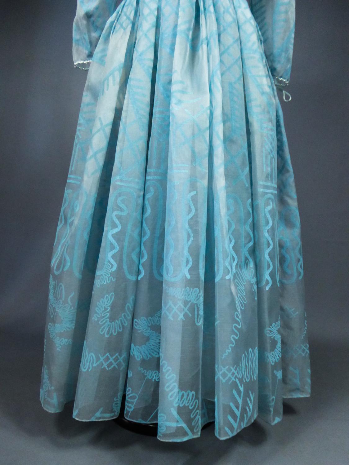 Zandra Rhodes Abendkleid aus bedrucktem Organza – Fortuny-Einfluss – um 1980 im Angebot 5