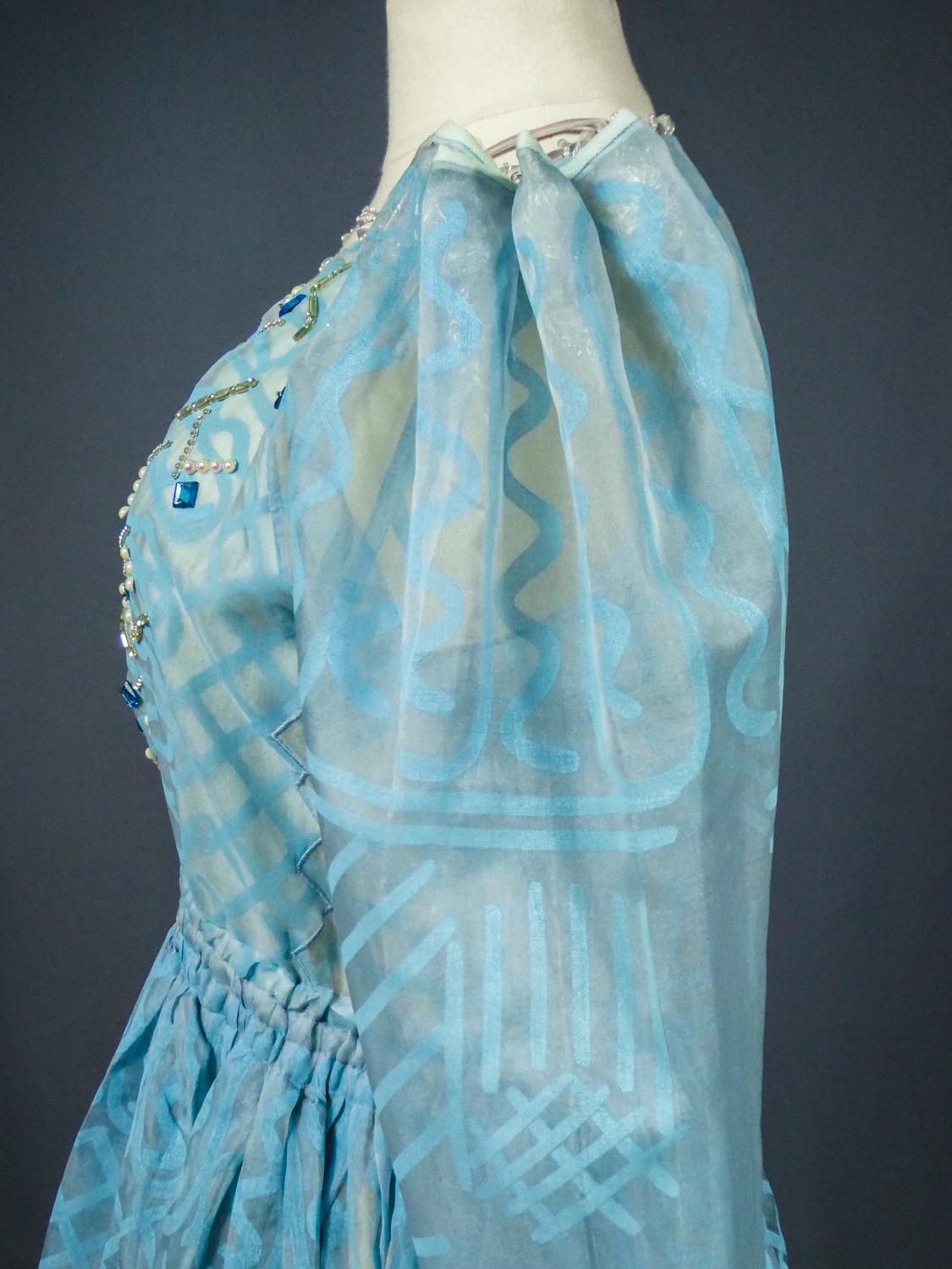 A Zandra Rhodes Evening Dress in Printed Organza - Fortuny Influence- Circa 1980 For Sale 9