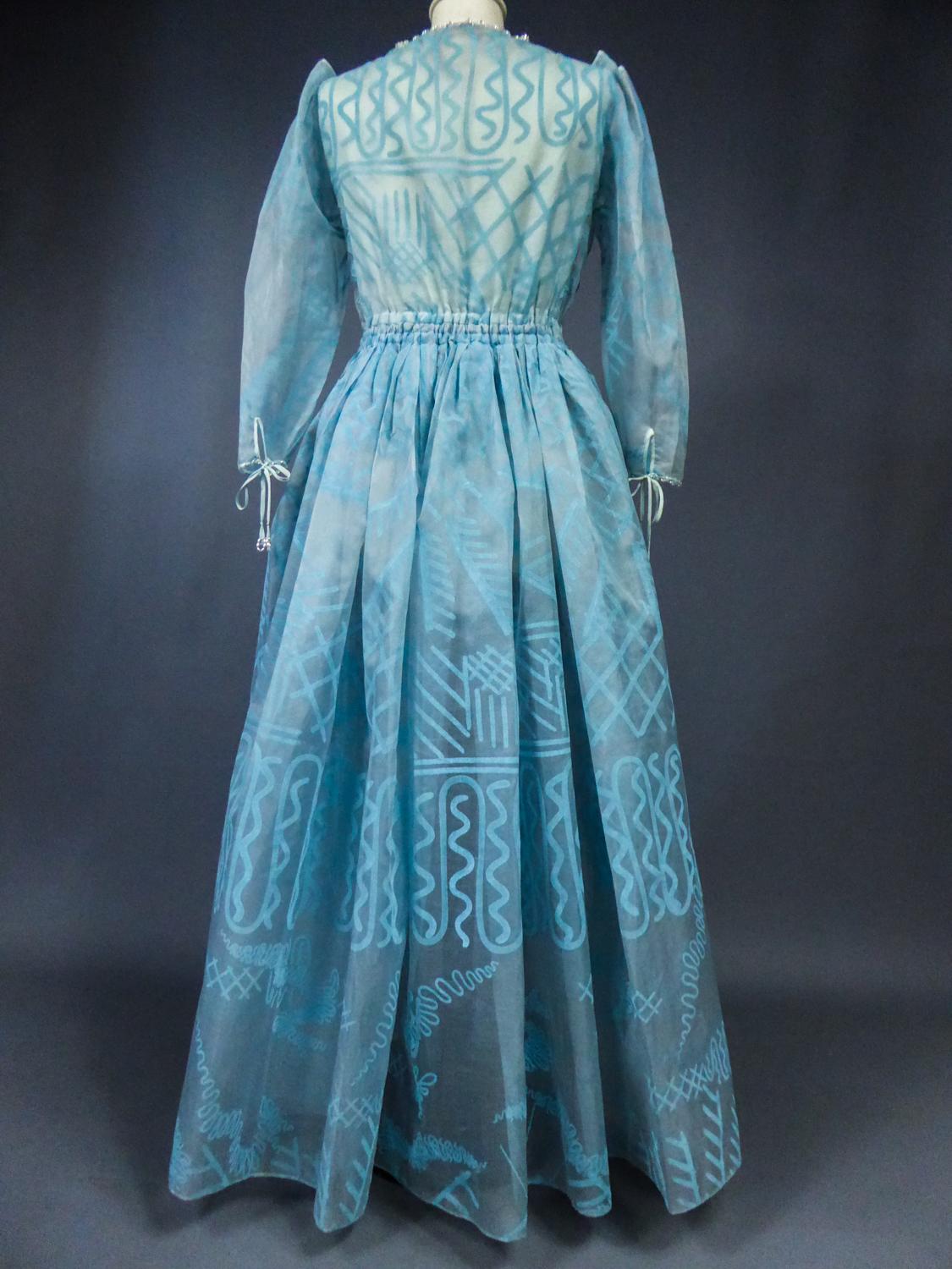 Zandra Rhodes Abendkleid aus bedrucktem Organza – Fortuny-Einfluss – um 1980 im Angebot 13