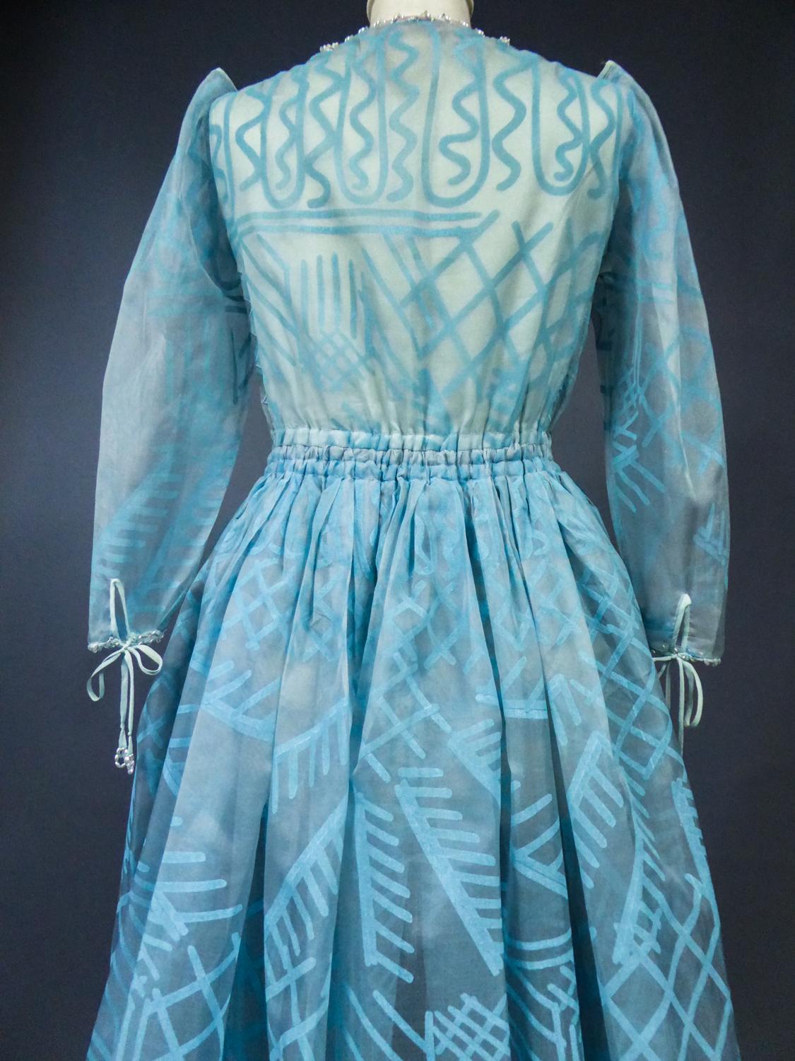 Robe de soirée en organza imprimé de Zandra Rhodes - Influence de Fortuny - Circa 1980 en vente 14