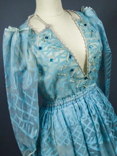 A Zandra Rhodes Evening Dress in Printed Organza - Fortuny Influence- Circa 1980