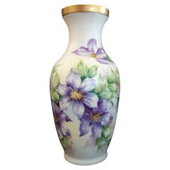 a. Zarebski, Vintage Hand Painted Porcelain 'Clematis' Vase, Canada, 20th C