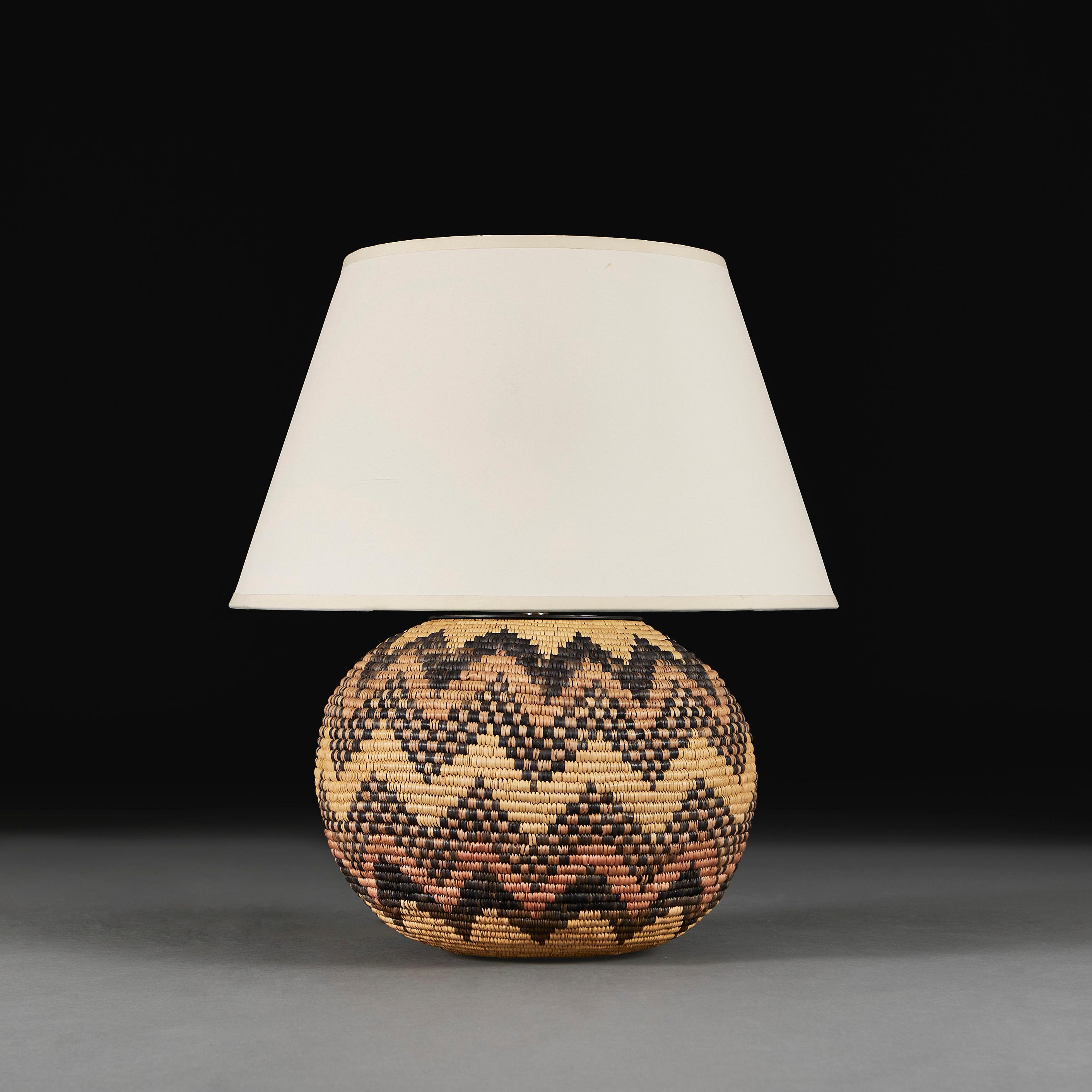 South African A Zigzag Basket Weave Lamp