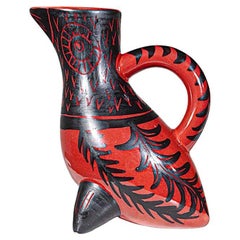 A Zoomorphic Ceramic Pitcher by Pierre Toulhoat Brittany France 1960's