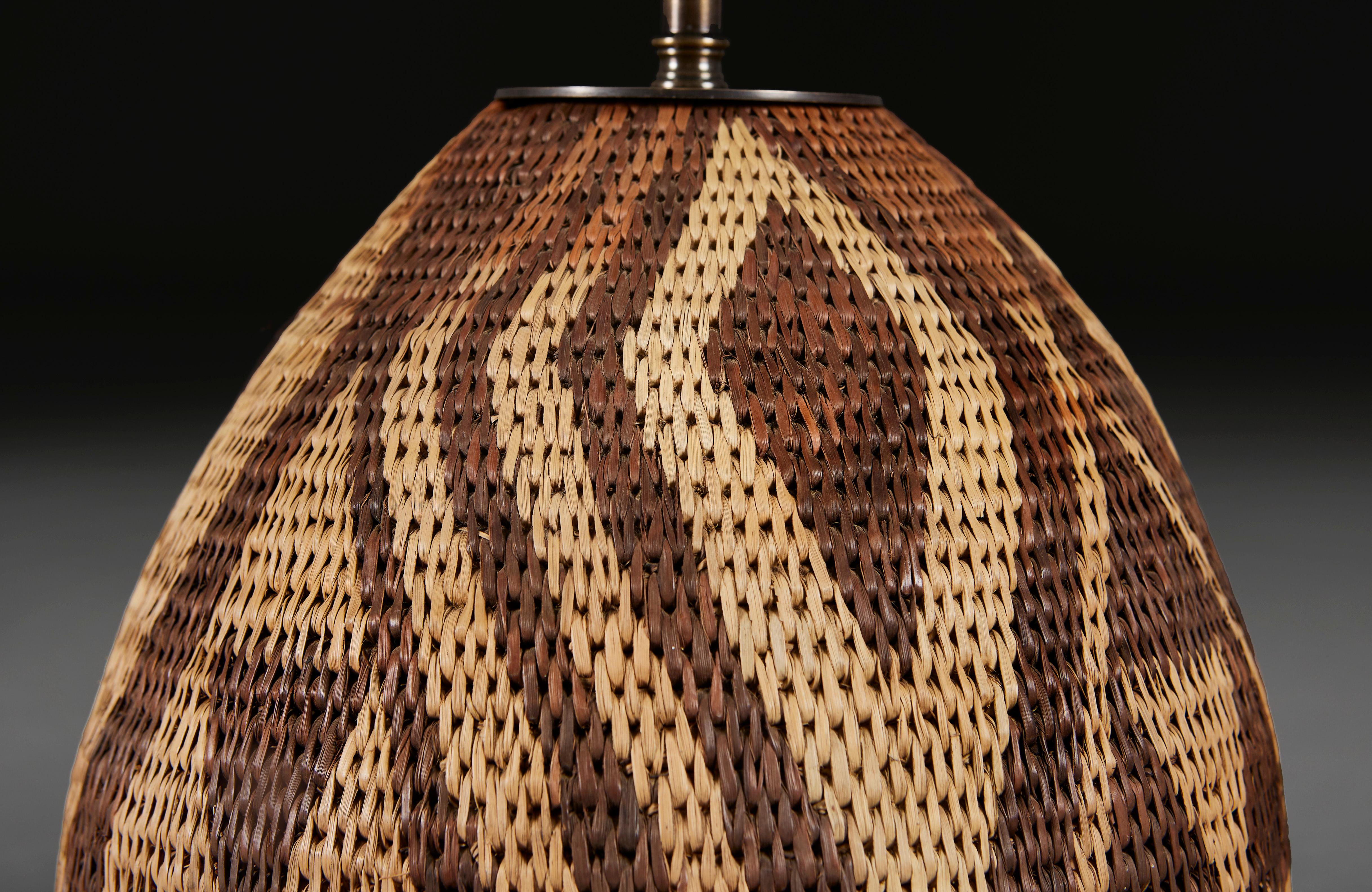Hand-Woven A Zulu Basket Weave Lamp For Sale