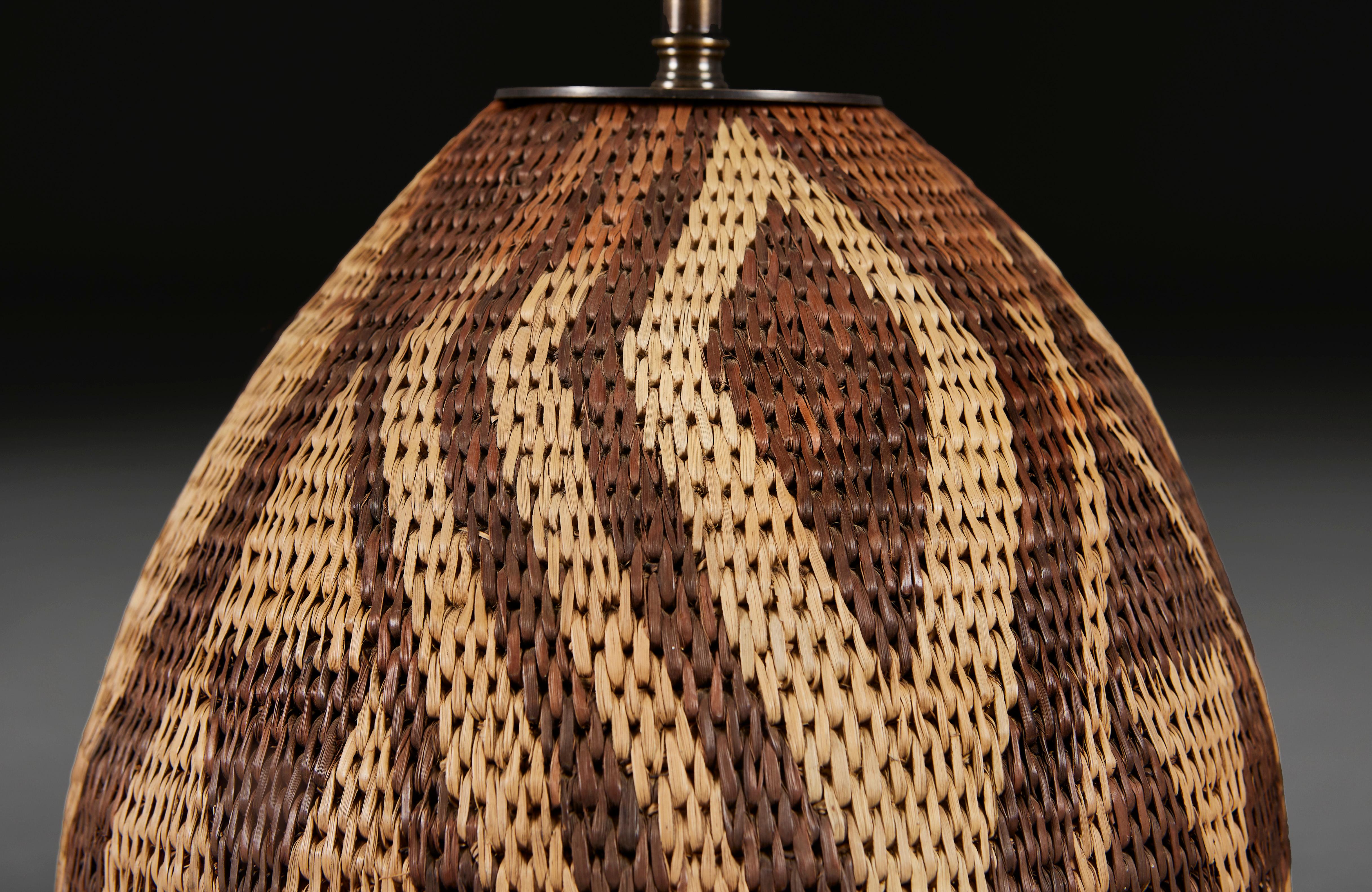 South African A Zulu Basket Weave Lamp