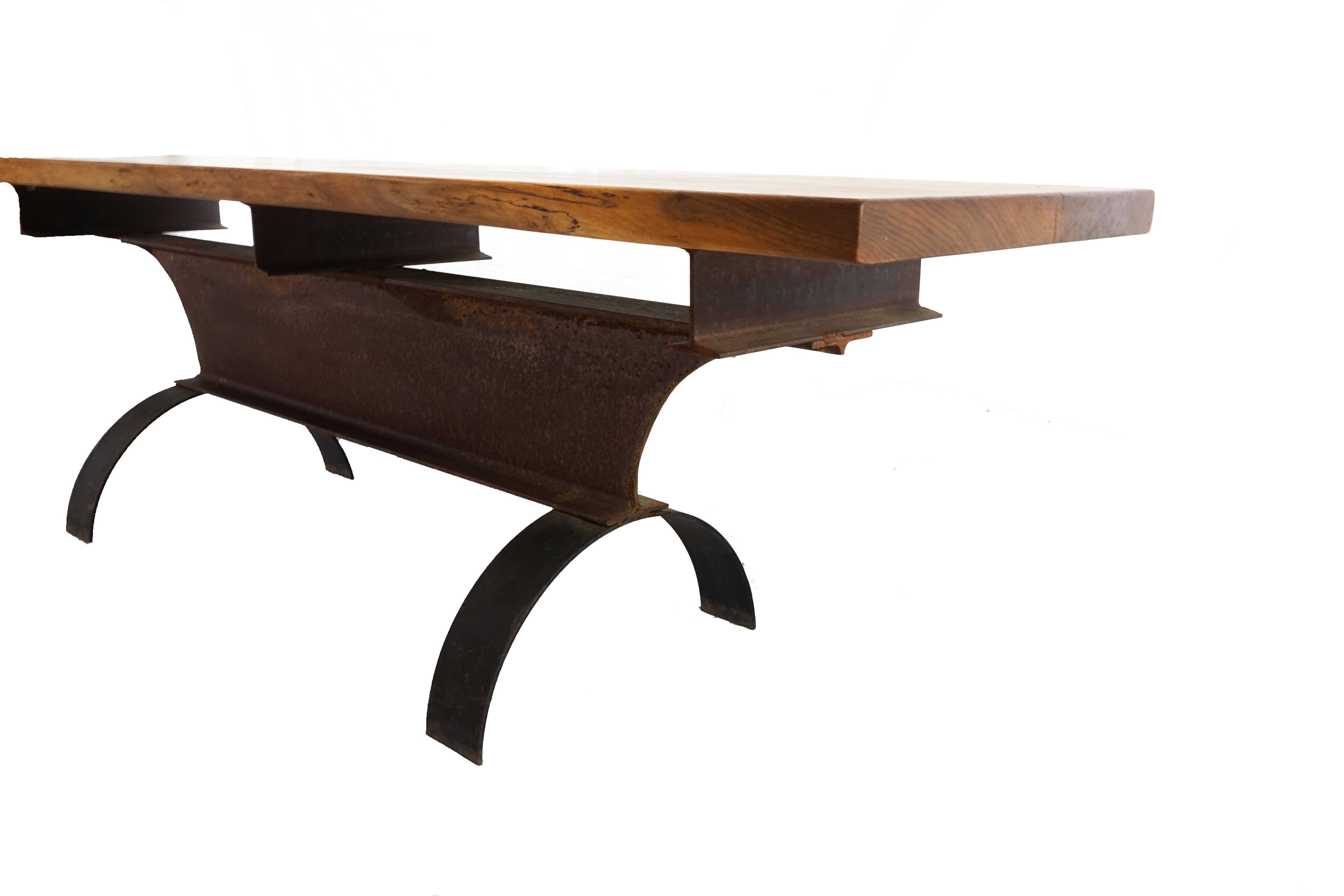 -) Walnut and steel console/coffee table.
-) Measures: L 71” x W 18.25