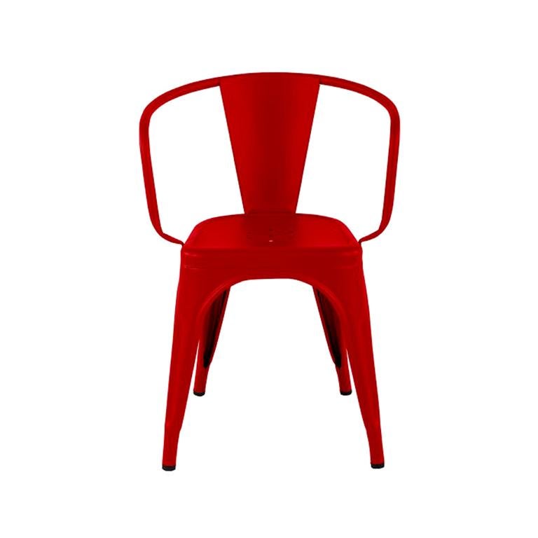 A56 Armchair Indoor in Chilli Pepper by Jean Pauchard & Tolix, US For Sale
