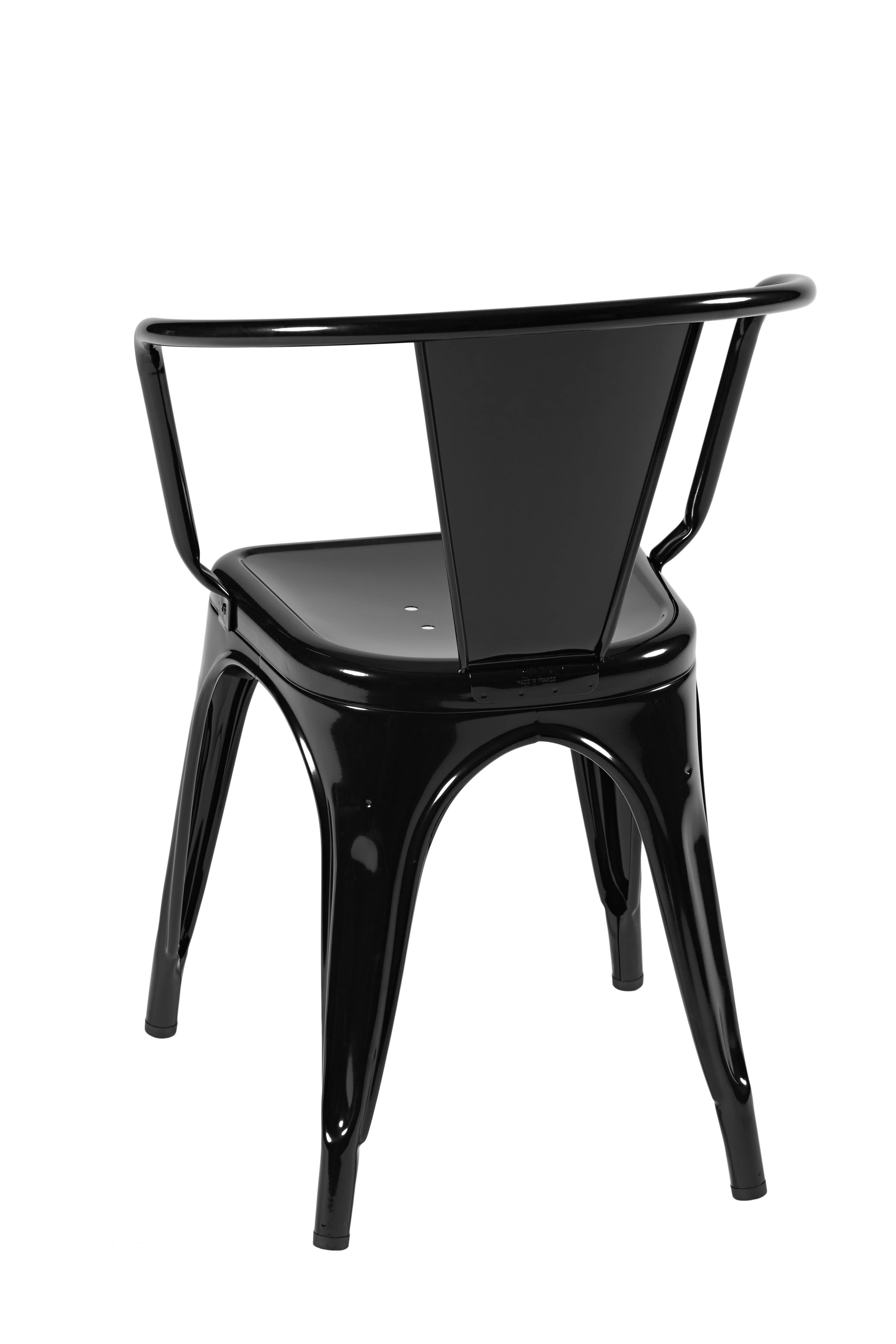 French A56 Armchair in Glossy Black by Jean Pauchard & Tolix