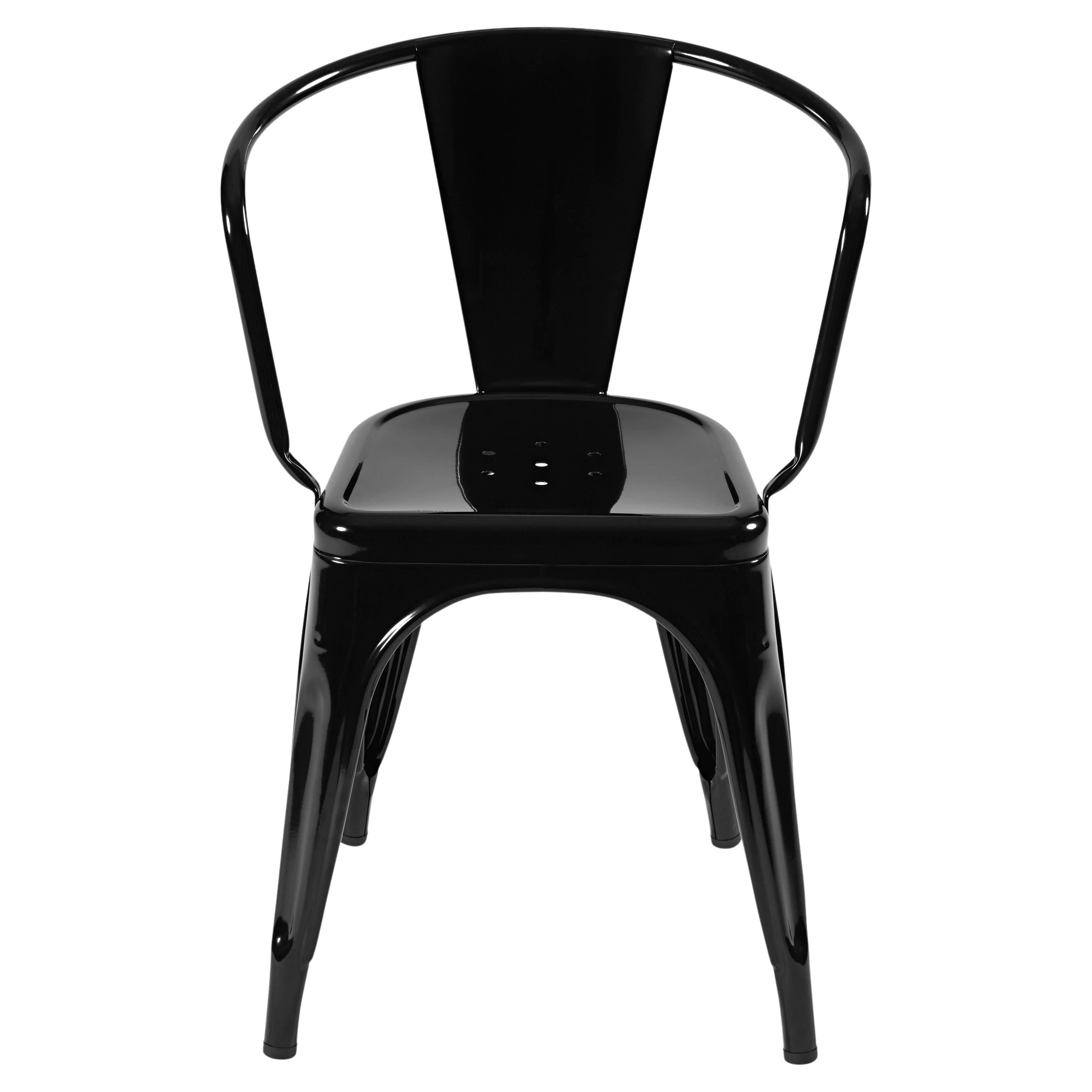 A56 Armchair in Glossy Black by Jean Pauchard & Tolix