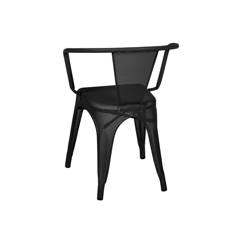 Modern A56 Armchair Perforated Outdoor in Black by Jean Pauchard & Tolix, US For Sale