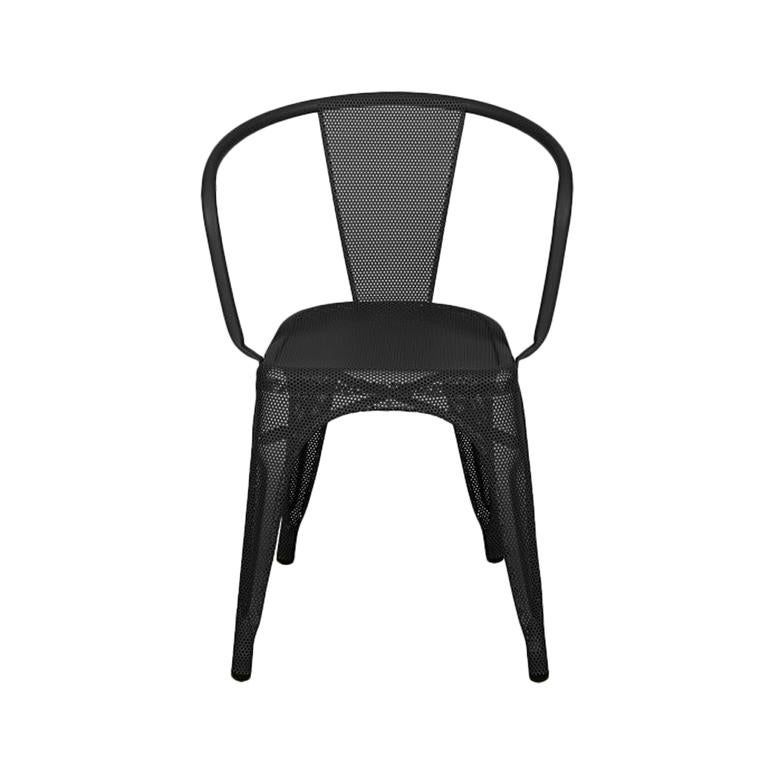 A56 Armchair Perforated Outdoor in Black by Jean Pauchard & Tolix, US For Sale