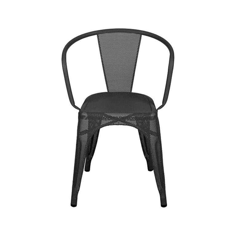 A56 Armchair Perforated Outdoor in Graphite by Jean Pauchard & Tolix, US For Sale