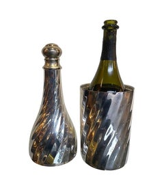 1950s Silver Plated Bottle Cooler in the Shape of a Champagne Bottle