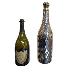 1950s Silver Plated Bottle Cooler in the Shape of a Champagne Bottle