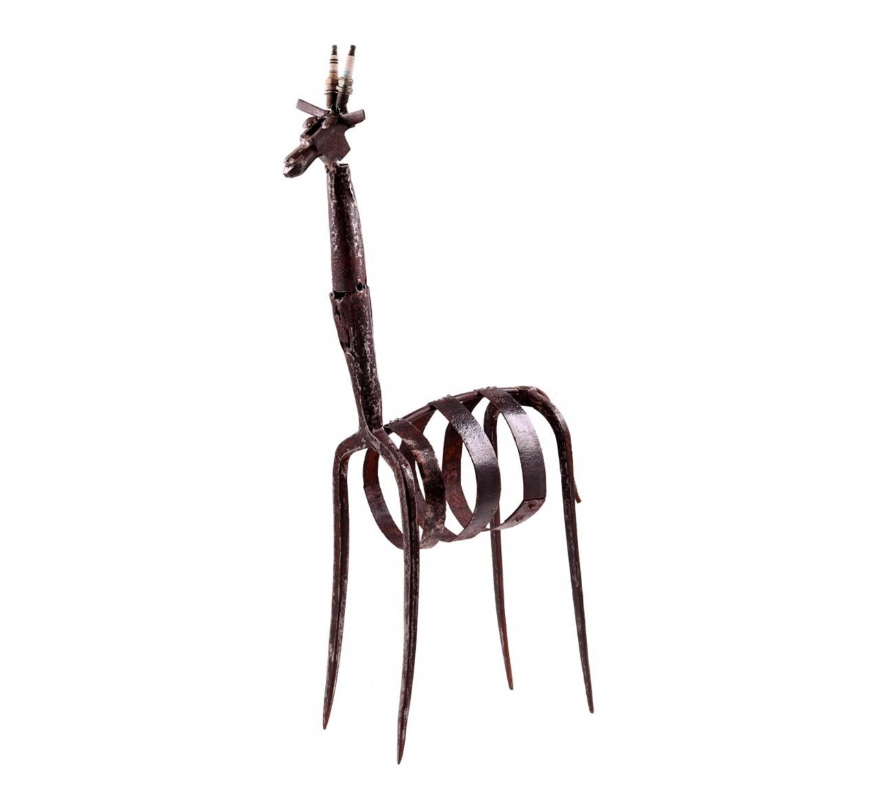 JOSÉ JERÓNIMO Abstract Sculpture - Contemporary Giraffe Sculpture Iron & Mixed Media w use of tools & other objects