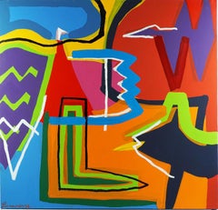 "Feel the Colors" - Grande composition expressionniste abstraite acrilique sur toile