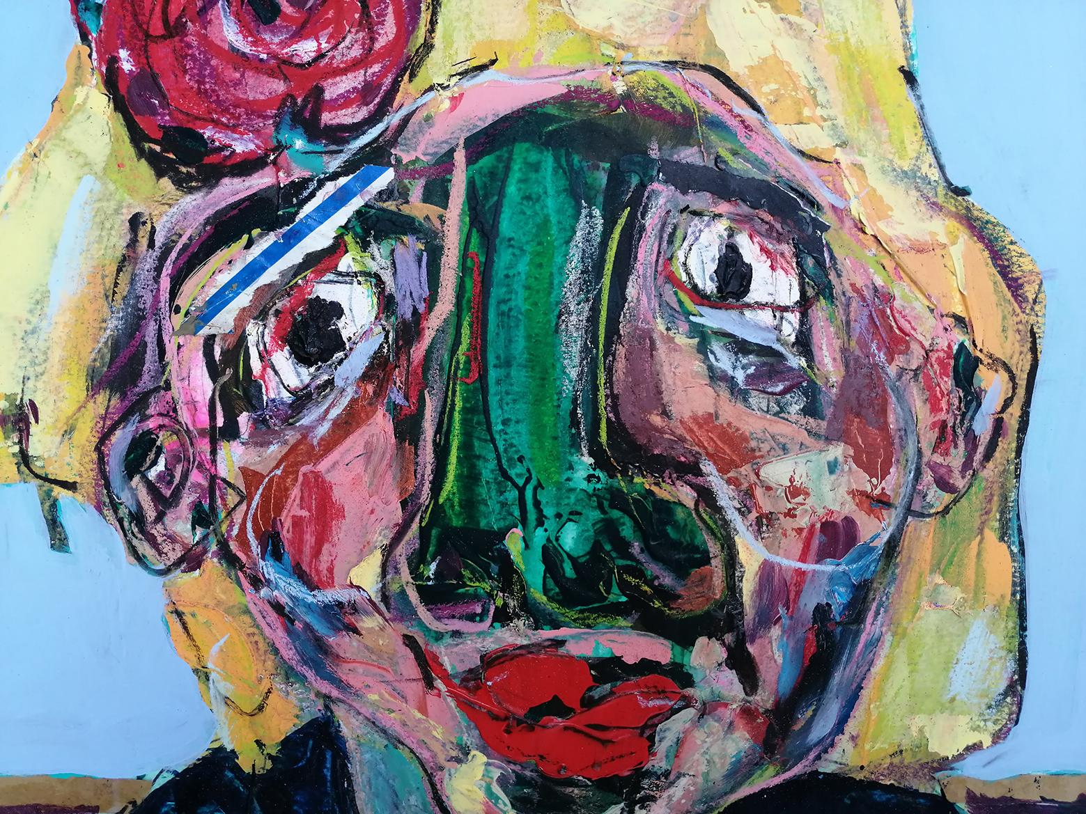 Art contemporain, Composition expressionniste figurative sur papier, technique mixte, 2018 - Contemporain Painting par D. Silva