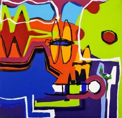 Contemporary Art "Family Life" Large Abstract Expressionist Acrilic on Canvas