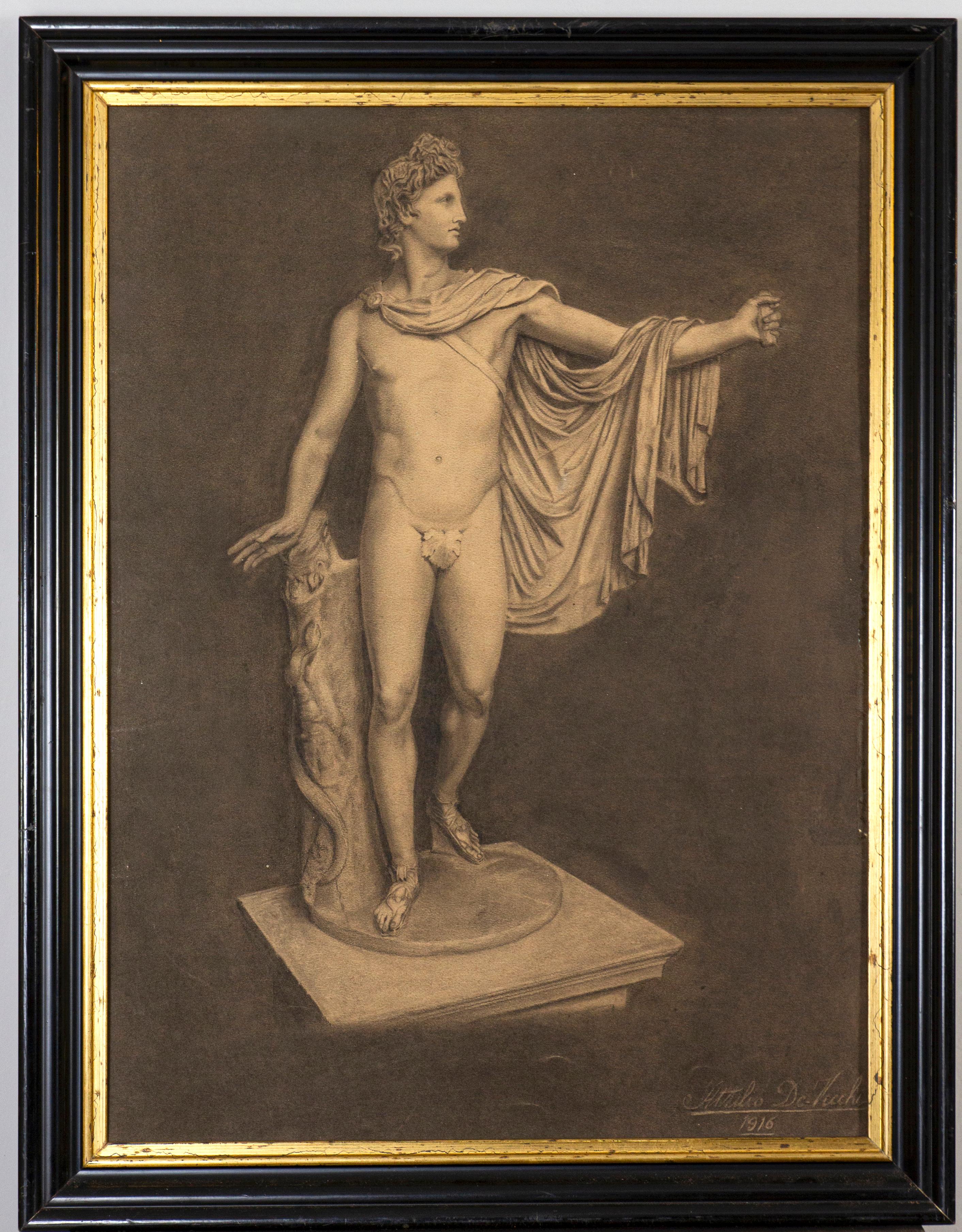 Pair of Drawings with Apollo And Creugante 1916' - Art by Attilio vecchi