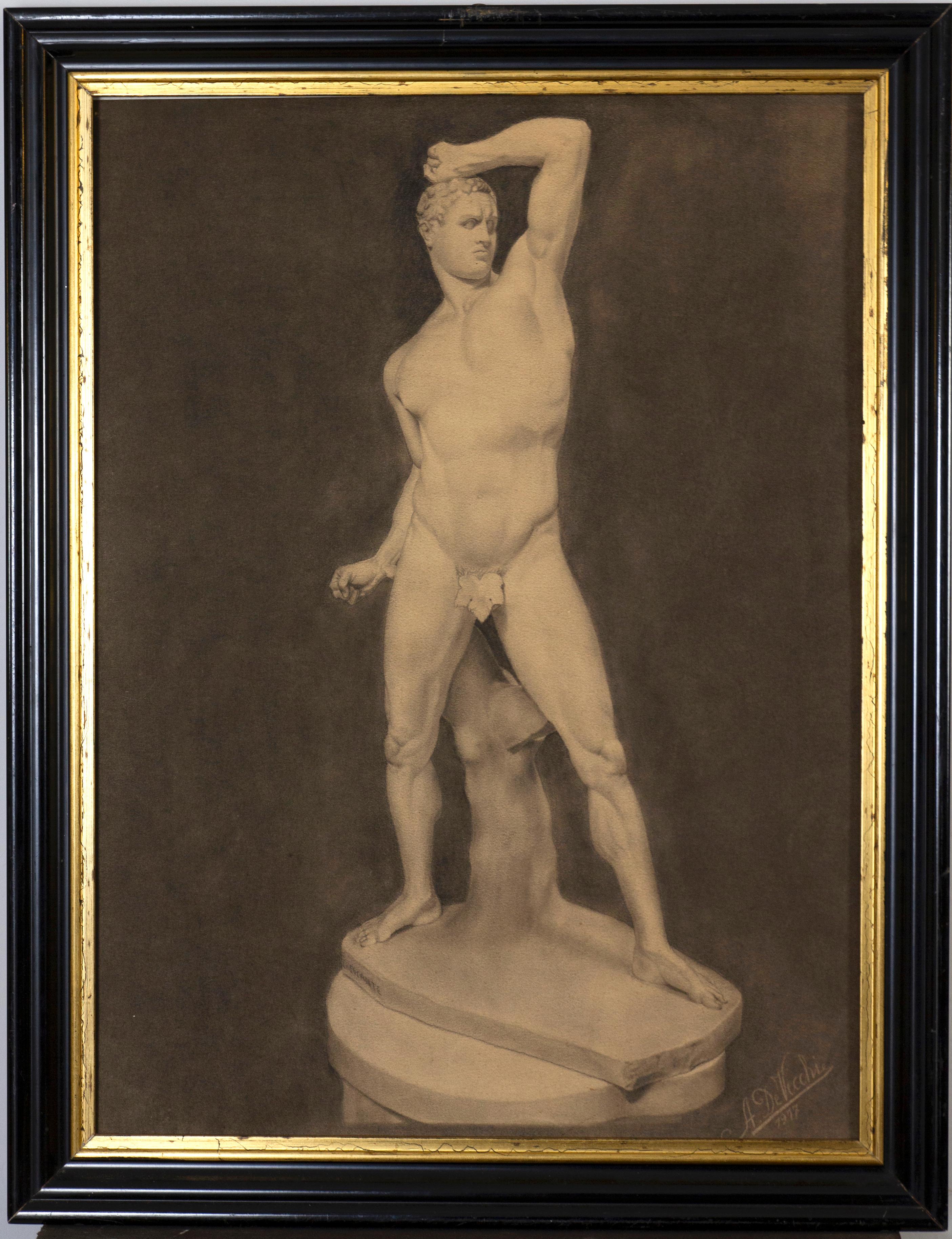Pair of Drawings with Apollo And Creugante 1916' - Academic Art by Attilio vecchi