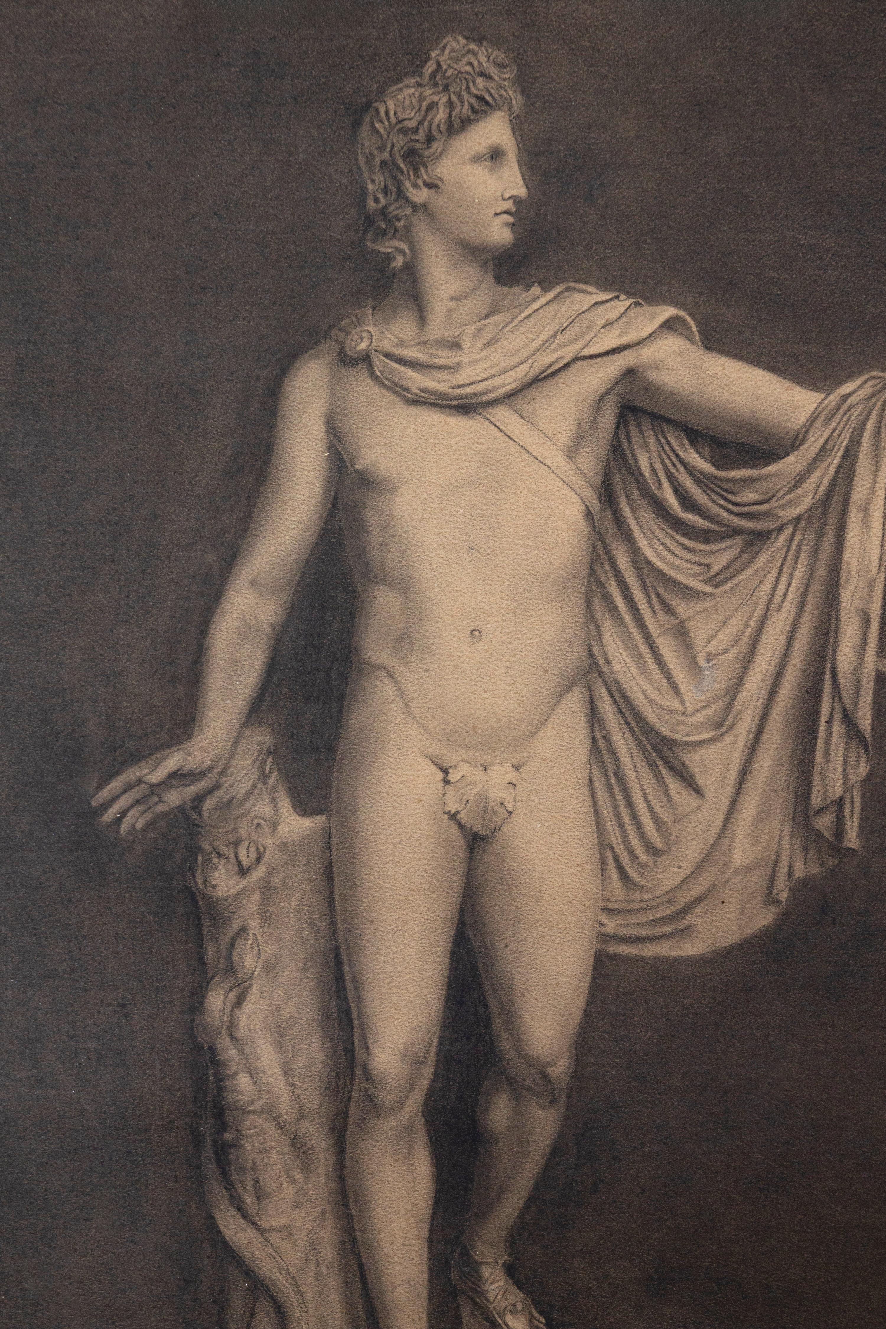 Pair of Drawings with Apollo And Creugante 1916' - Black Figurative Art by Attilio vecchi