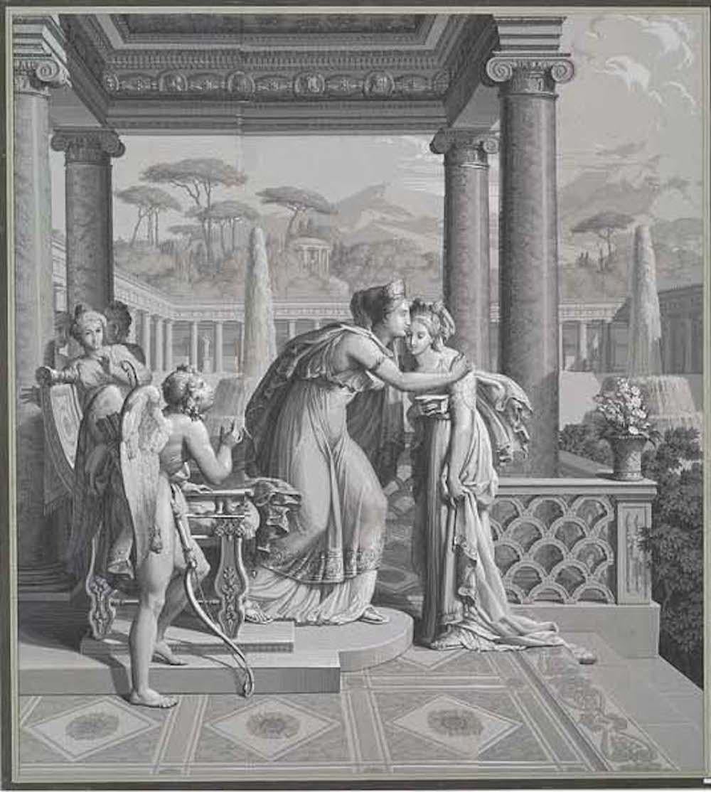 Wandschmuck „En Grisaille“ von Dufour, Paris, Frankreich, 19. Jahrhundert (Romantik), Painting, von Unknown