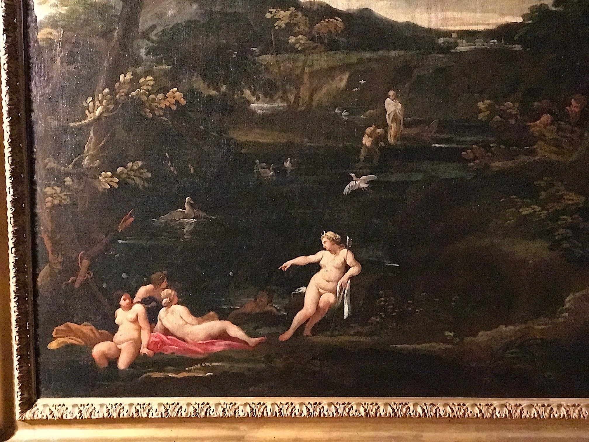  Landschaft mit einer mythologischen Geschichte von Diana und Actaeon 1610 – Painting von Giovanni Battista Viola