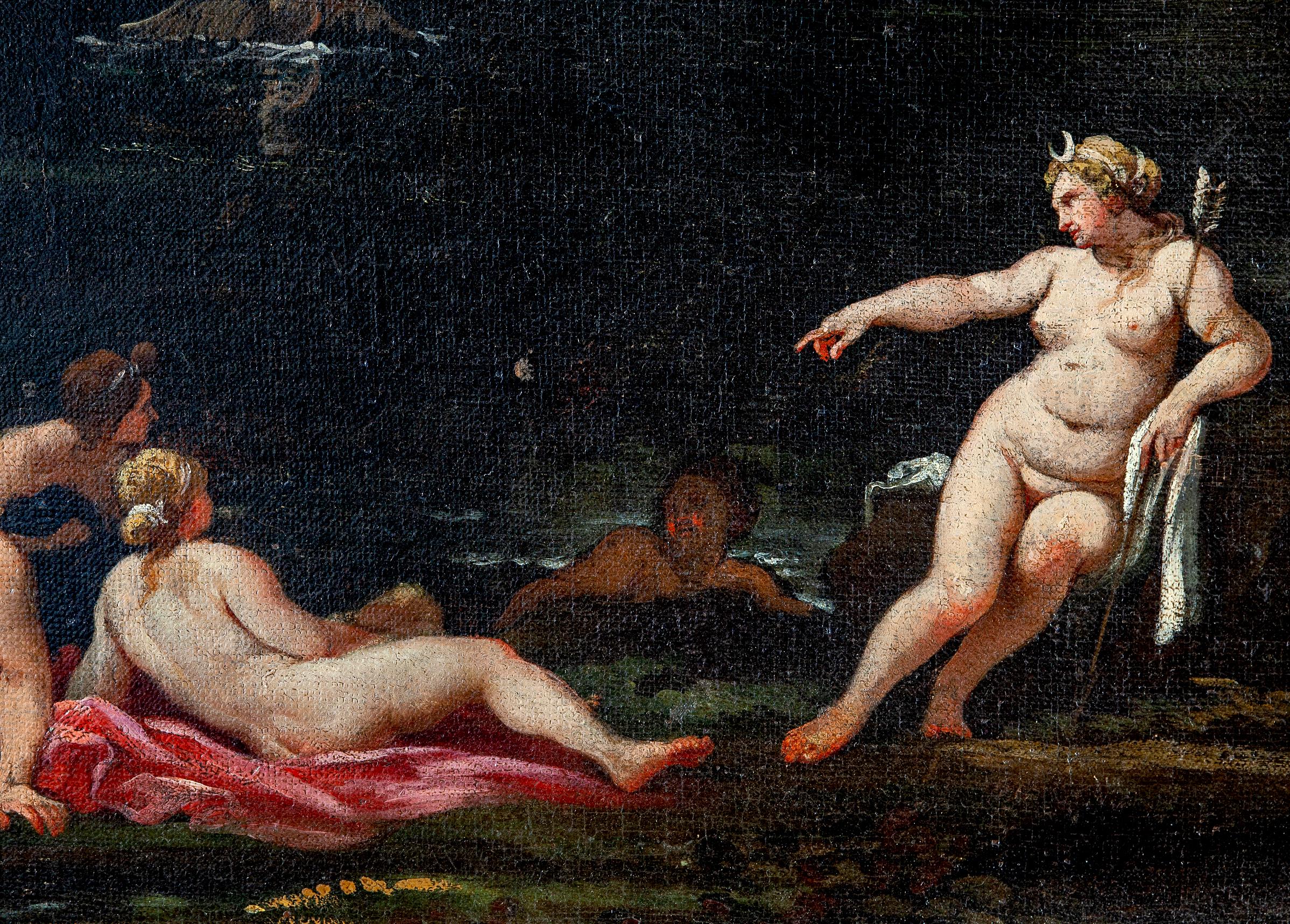 Paisaje con una historia mitológica de Diana y Acteón 1610 en venta 8