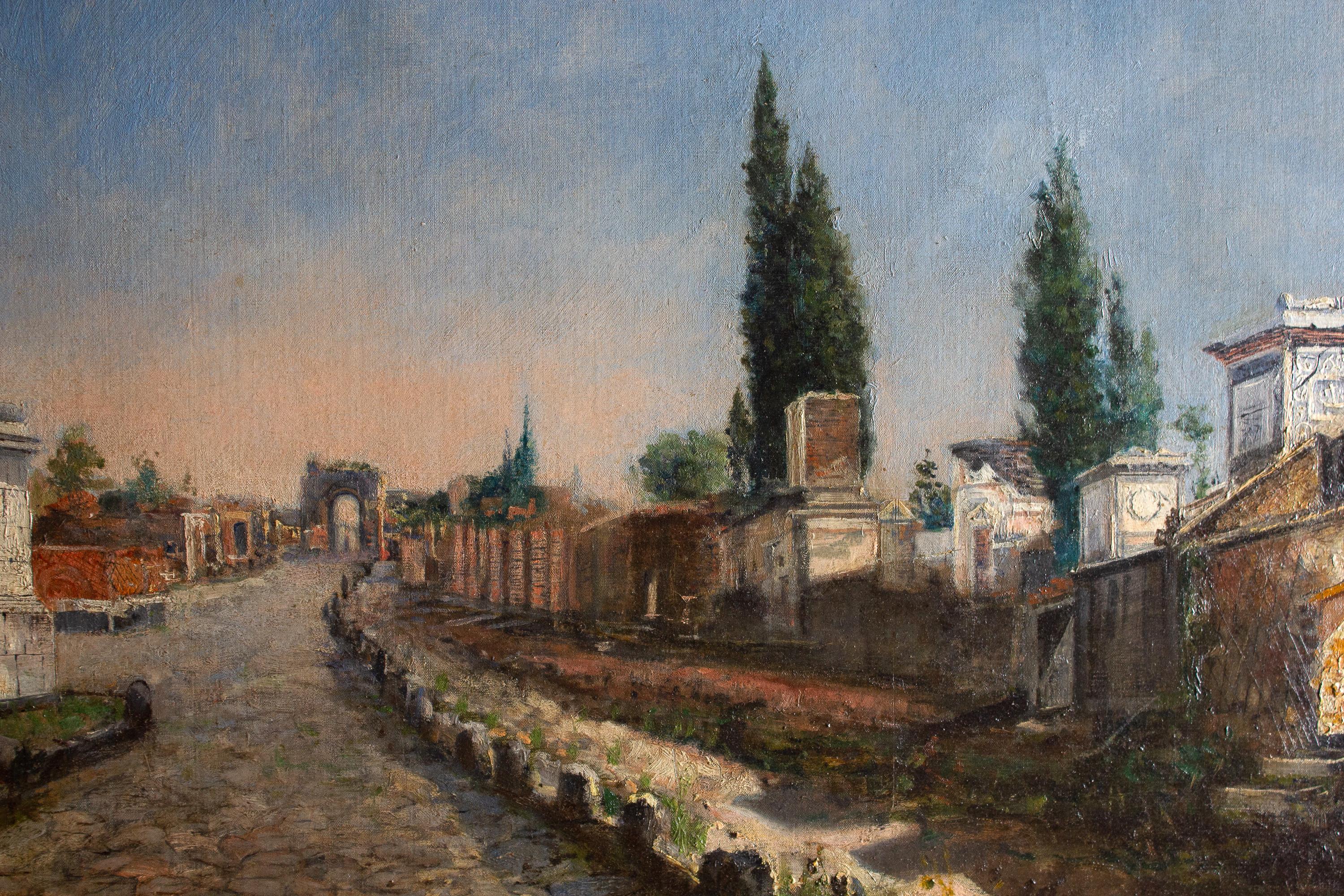 Roma via Appia Painting oil on Canvas By Ruspini Randolfo  For Sale 1