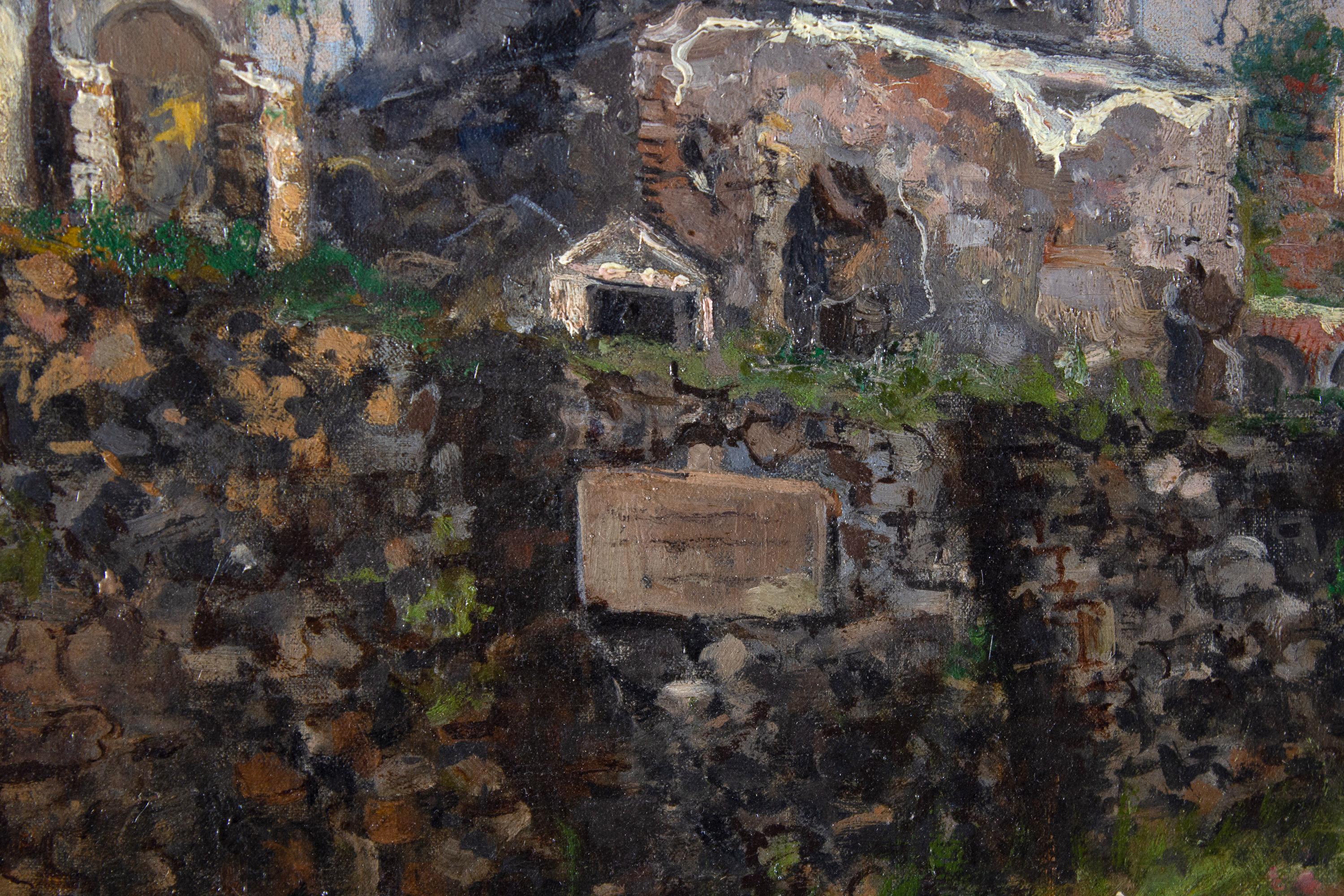 Roma via Appia Painting oil on Canvas By Ruspini Randolfo  For Sale 6
