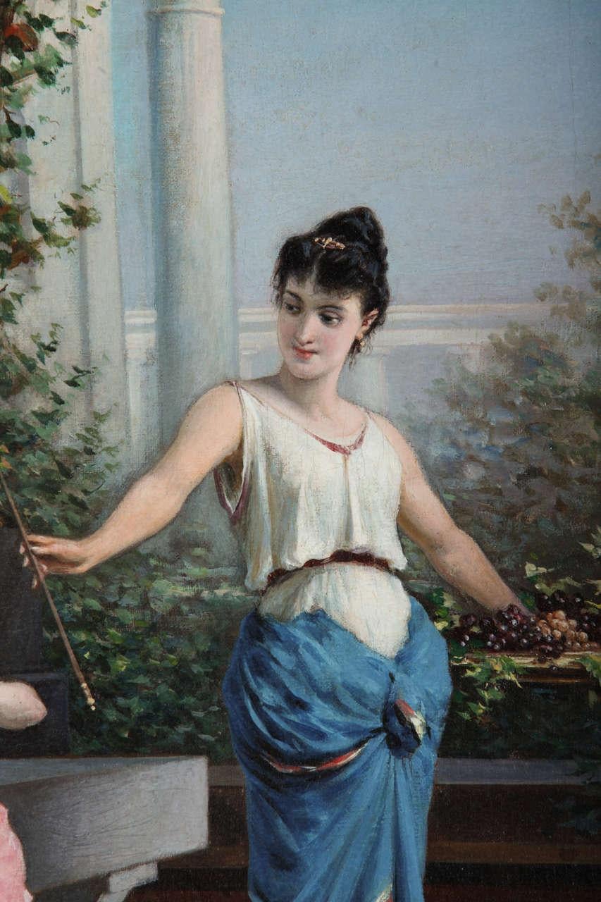 Scène pompéienne Peinture du XIXe siècle Huile sur toile signée  Egisto  Sarri  - Painting de Egisto Sarri