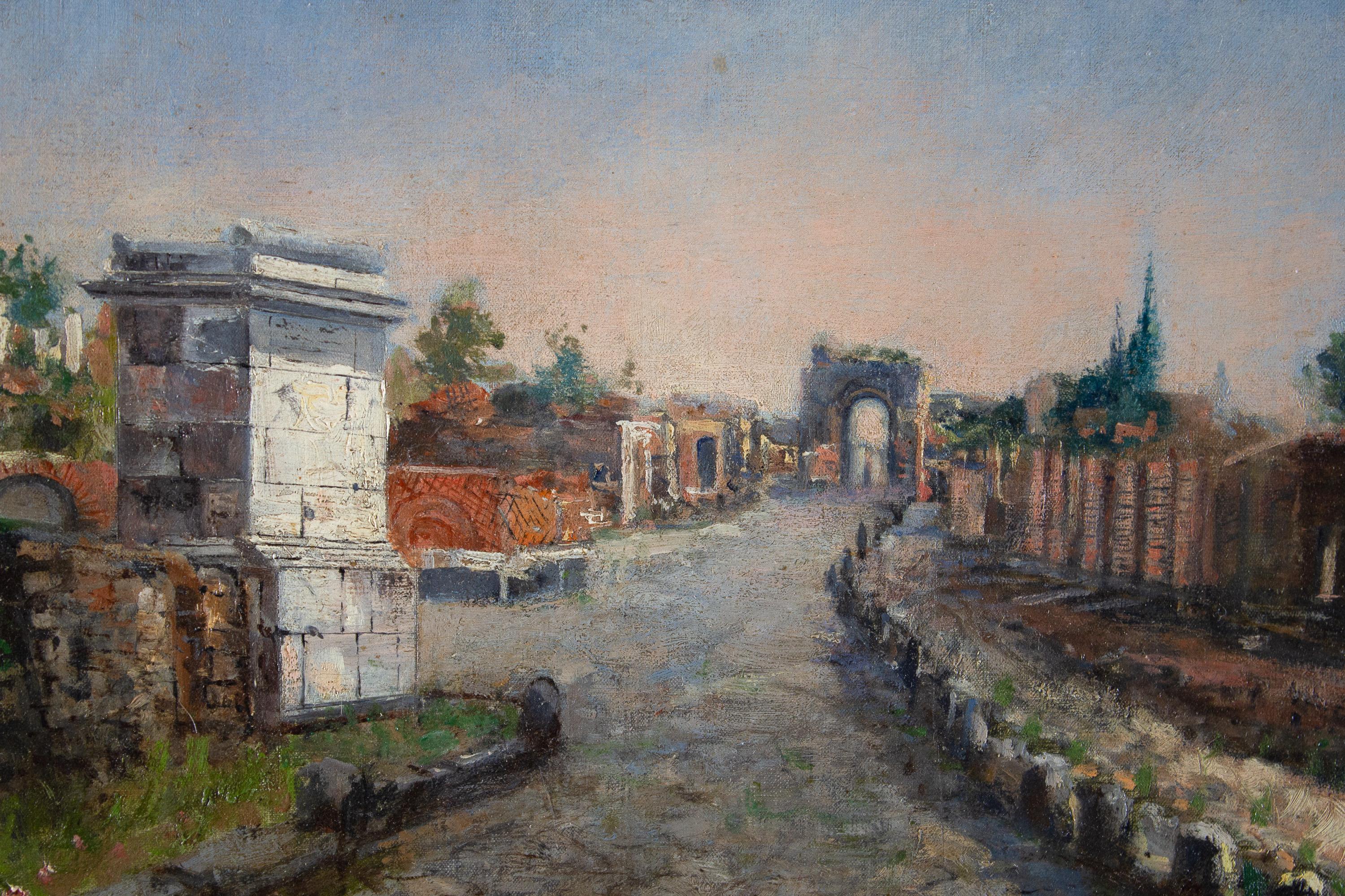 Peinture à l'huile sur toile Roma via Appia par Ruspini Randolfo  en vente 5