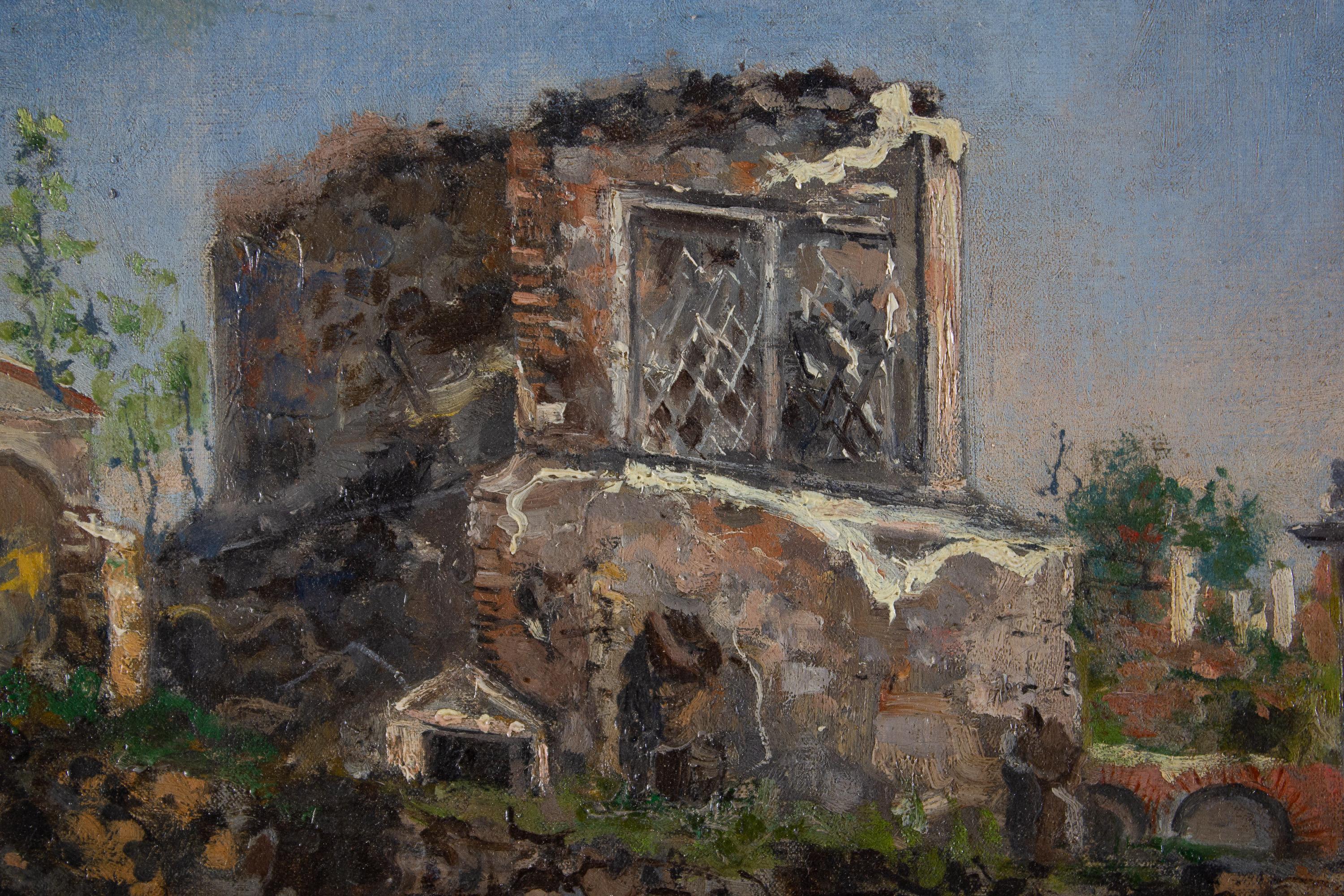 Peinture à l'huile sur toile Roma via Appia par Ruspini Randolfo  en vente 10