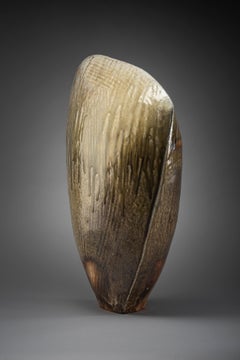 Deluge - buff stoneware, flashing slip and natural ash glaze.