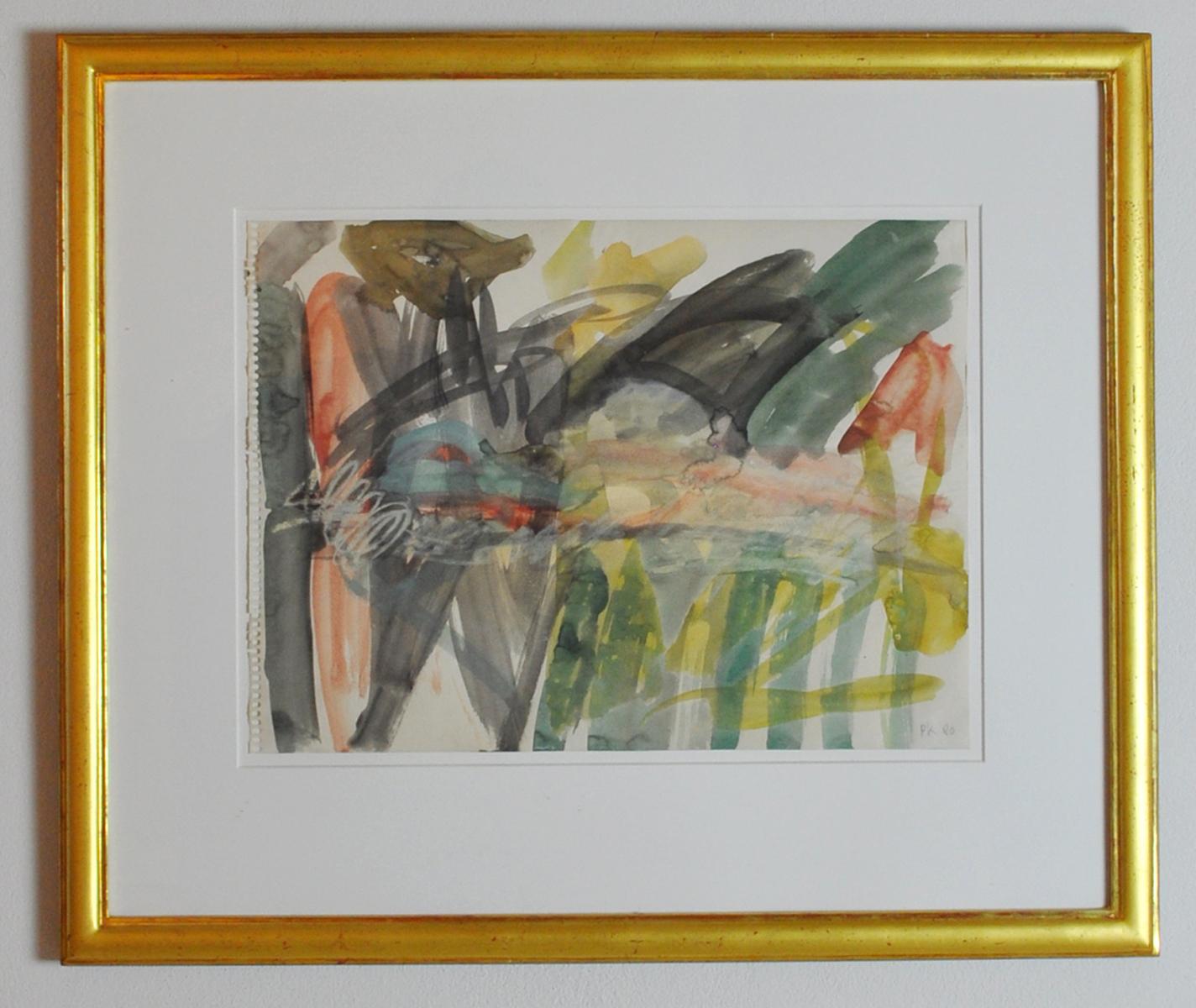 Per Kirkeby,
Watercolour 1980, Signed
Gold leaf frame incl. 

Artwork size: 31 cm H x 42 cm W
Frame size: 52 cm H x 61 cm W

Per Kirkeby (1938 - 2018), Danish painter, poet, film maker, graphic artist, sculptor and geologist. He created an