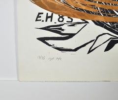 Woodcut "Dreamer (W. Blake)" by Erik Hagens, Denmark 1984