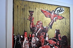 Woodcut "Danish Golden Age" by Erik Hagens, Denmark 1984