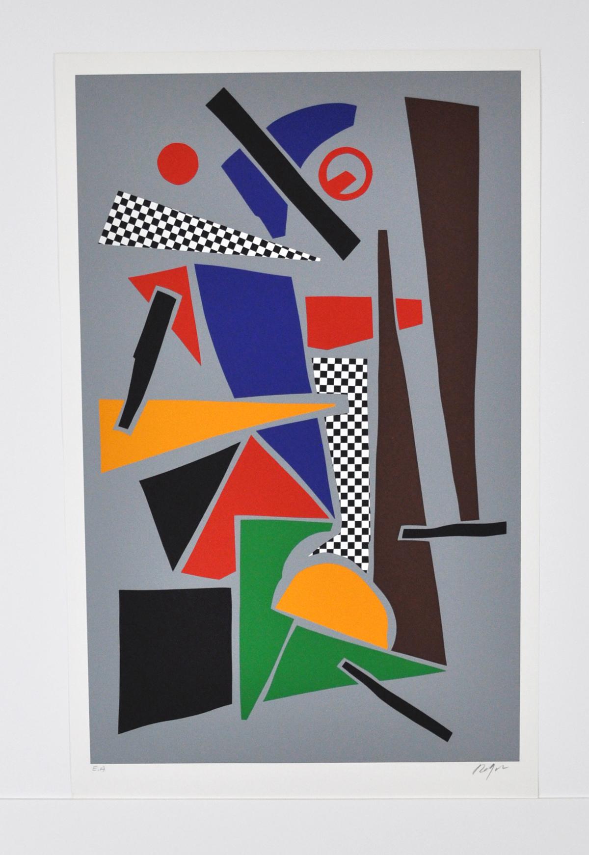 Screen Print by the Danish artist Robert Jacobsen
Untitled, late 1980s
EA (artist's proof), signed with the artist's monogram lower right. 
94 cm H x 60 cm W, unframed.

Robert Jacobsen was a Danish artist who was self-taught as a sculptor and