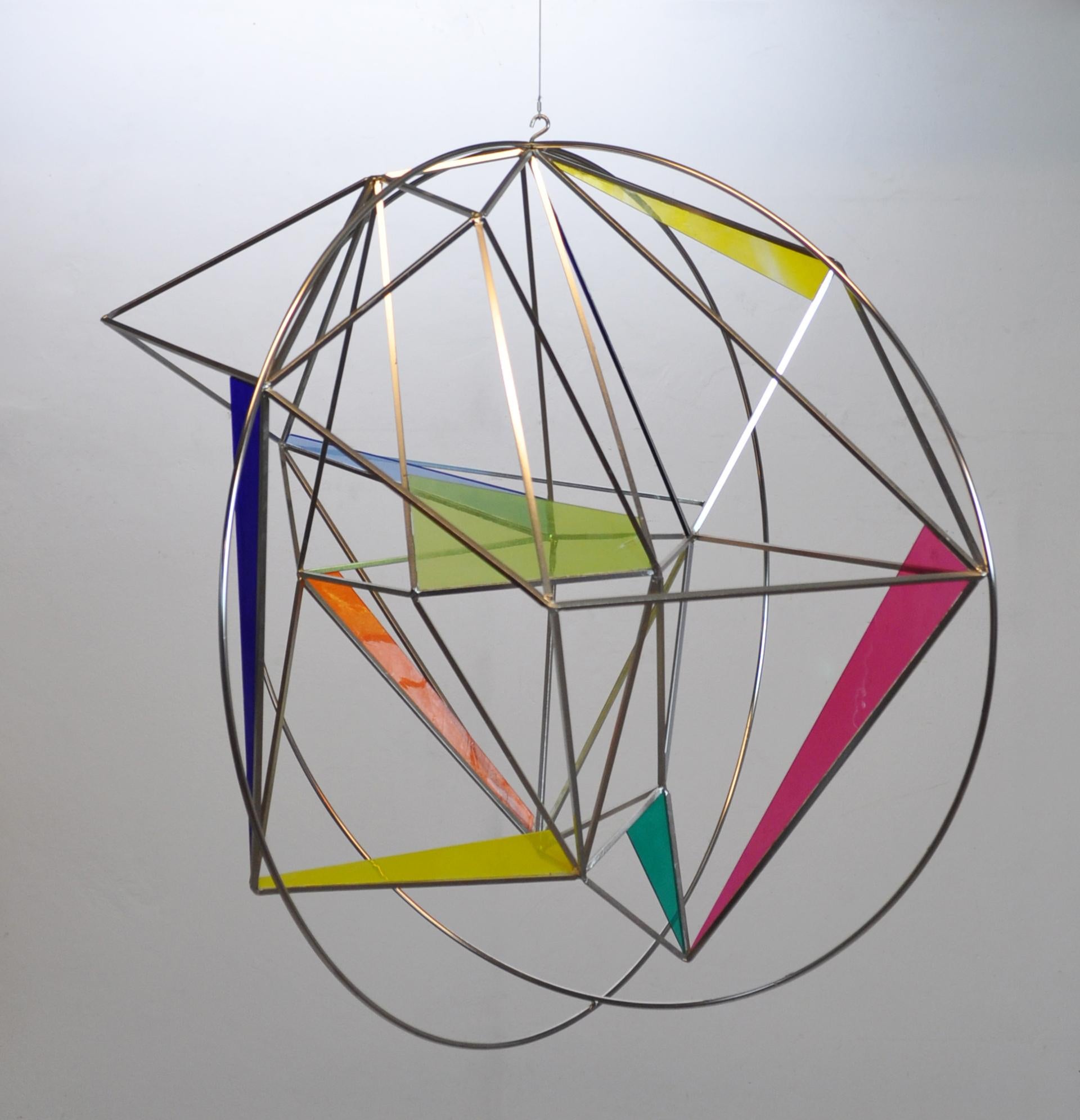 Contemporary Abstract Geometric Sculpture "Globe" - Mixed Media Art by Peter Stuhr