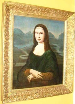 18thc Mona Lisa Oil Portrait Painting After The Original By Leonardo Da Vinci