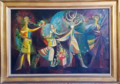French Surrealist Oil Painting Titled The Four Seasons
