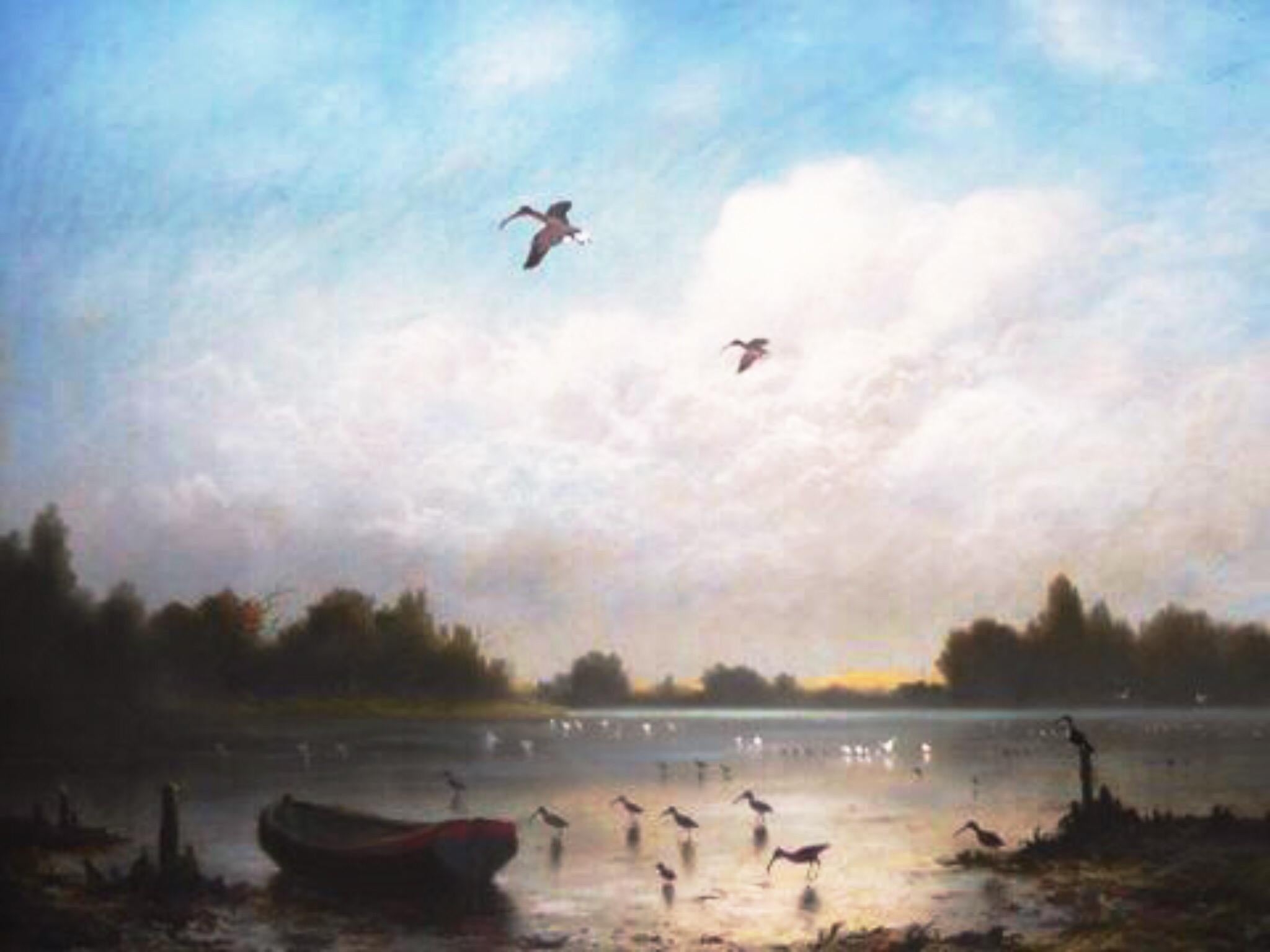 Bertouch Animal Painting - Fine Pastel Titled The Blue Lagoon