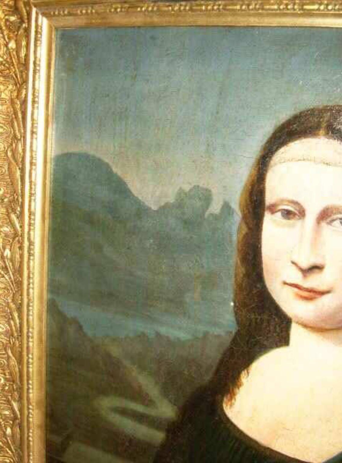 18thc Mona Lisa Oil Portrait Painting After The Original By Leonardo Da Vinci For Sale 2