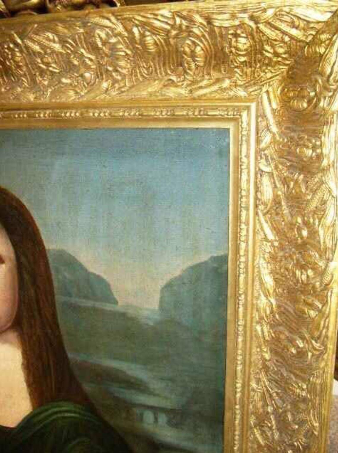 18thc Mona Lisa Oil Portrait Painting After The Original By Leonardo Da Vinci For Sale 3