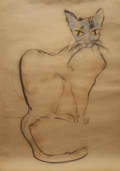 Vintage Cat I Tao Art drawing by Miguel Angel Batalla (Chalk & Ink) on Paper