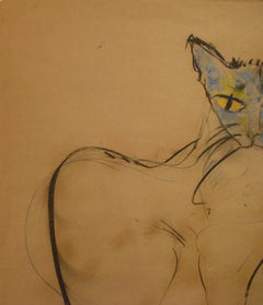 Cat I Tao Art drawing by Miguel Angel Batalla (Chalk & Ink) on Paper